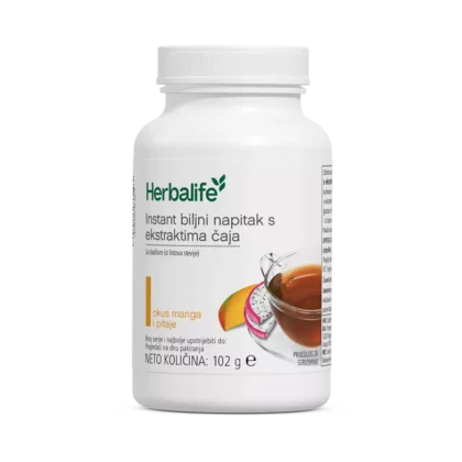 Herbalife Instant biljni napitak s ekstraktima zelenog i crnog čaja Orange Pekoe, okus manga i pitaje, 102 g – niskokalorični biljni napitak za toplu ili hladnu pripremu.